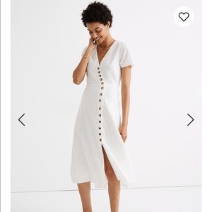 Madewell Linen button wrap midi dress
